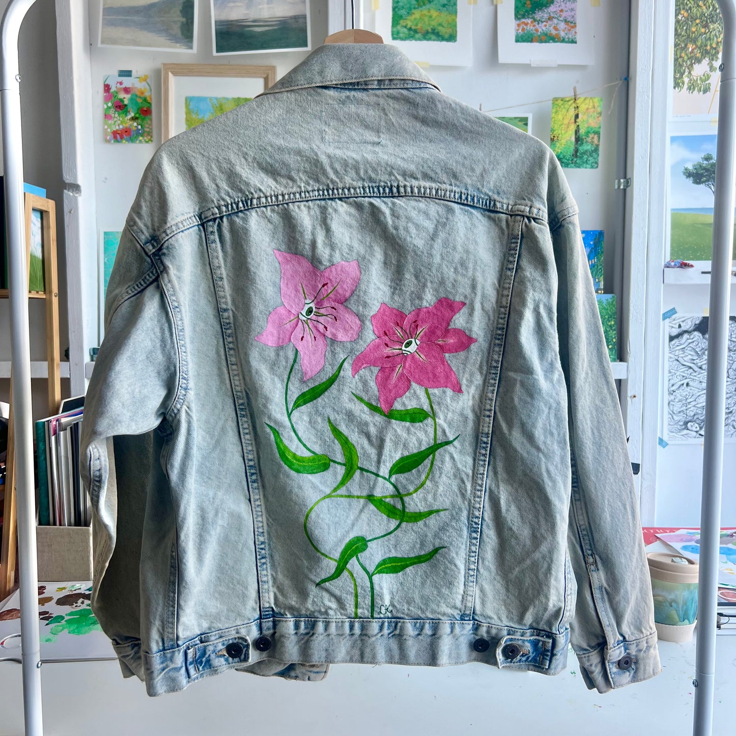 hand-painted denim jacket - smitten lilies