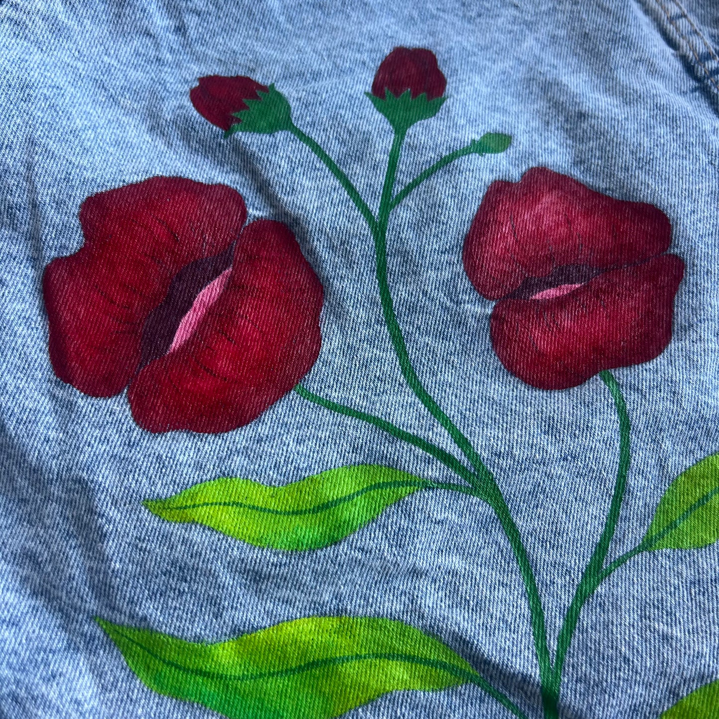 hand-painted denim jacket - floral kiss
