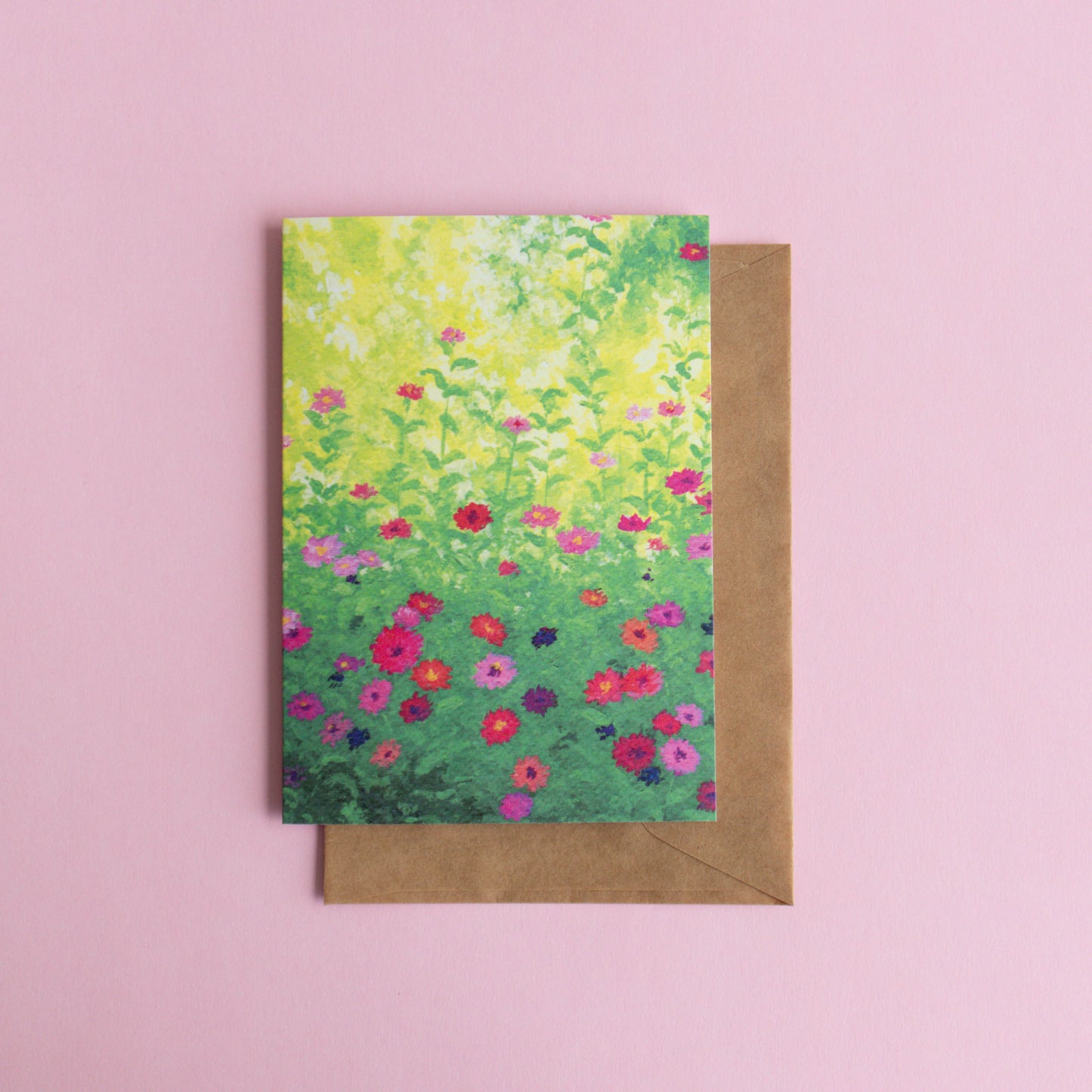 greeting card - pocket of zinnias